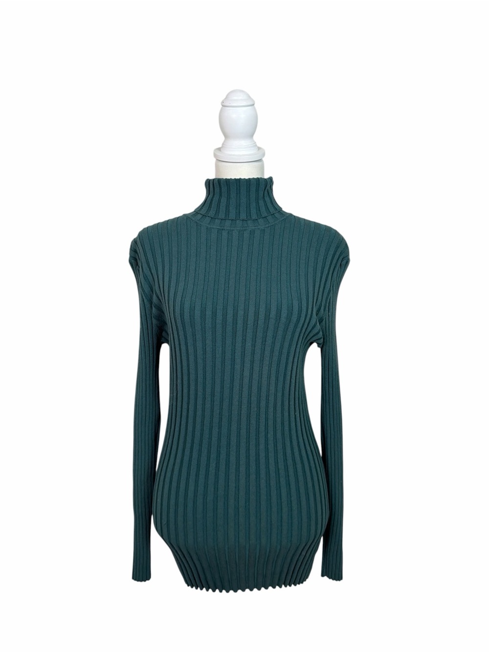 Sundance Women’s Large Teal Ribbed Turtleneck Organic Cotton Stretch Sweater